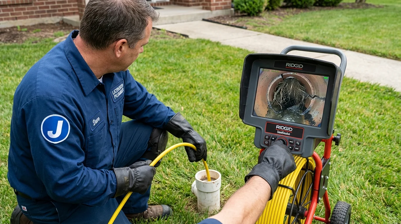 Sewer camera inspection being performed by Johns Plumbing LLC in Mullen
