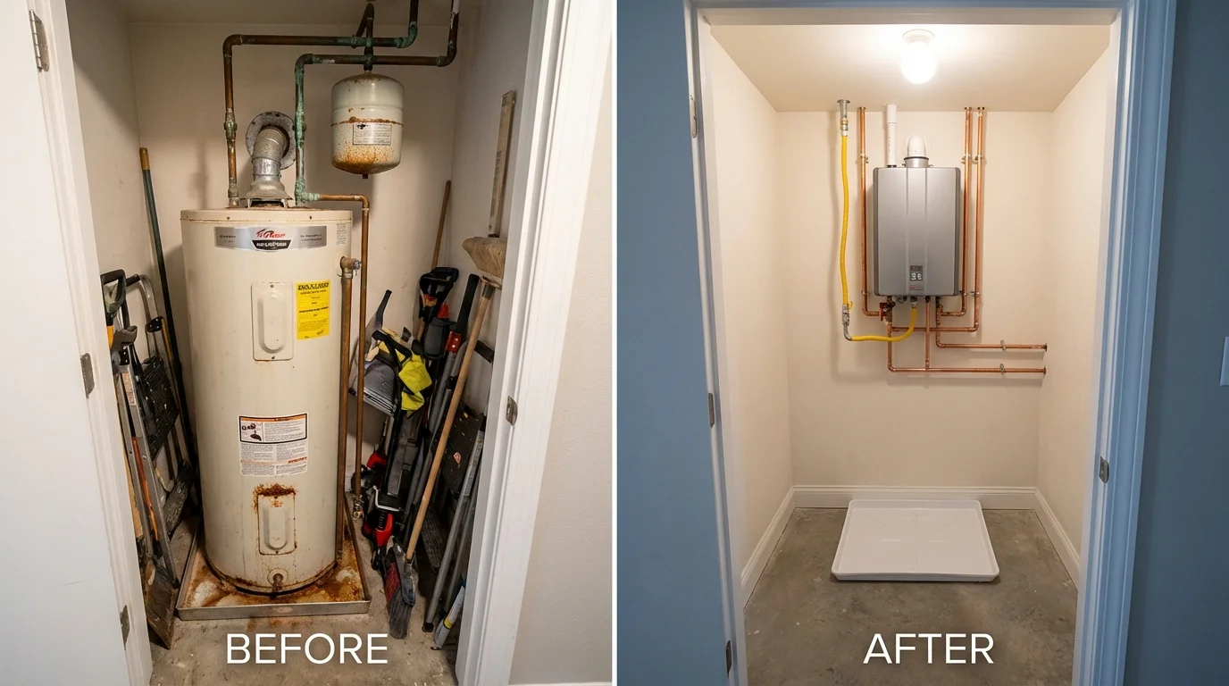 Tank water heater versus wall-mounted tankless unit comparison for Mullen, NE homeowners