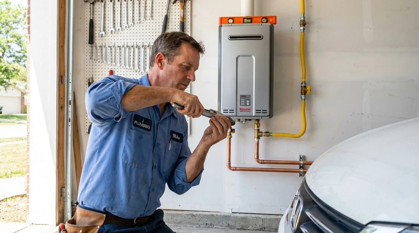 Tankless water heater installation by a Johns Plumbing LLC plumber in Mullen